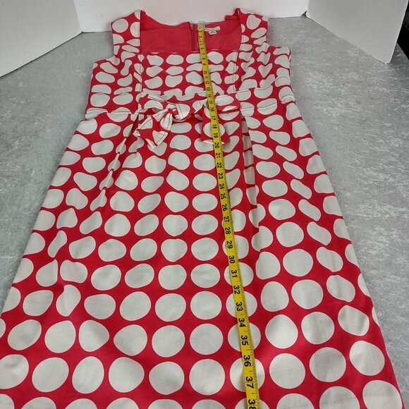 Kim Rogers Pink White Polka Dot Cotton Fit & Flare Sleeveless Belted Dress 16 - Picture 10 of 16